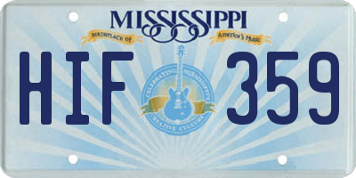 MS license plate HIF359
