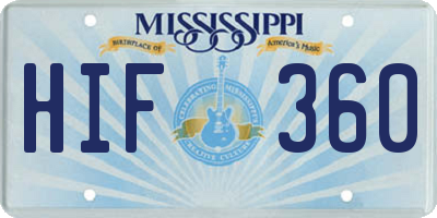 MS license plate HIF360