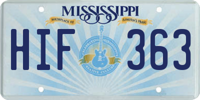 MS license plate HIF363
