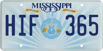 MS license plate HIF365