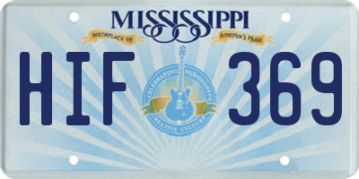 MS license plate HIF369
