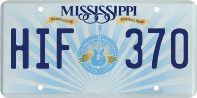 MS license plate HIF370