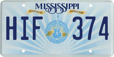 MS license plate HIF374