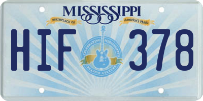 MS license plate HIF378