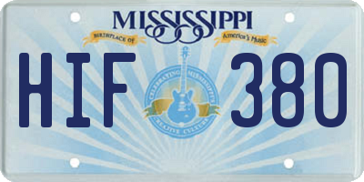 MS license plate HIF380
