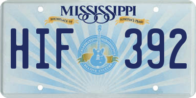 MS license plate HIF392