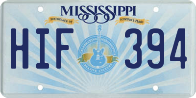 MS license plate HIF394