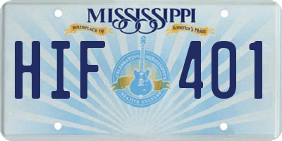 MS license plate HIF401