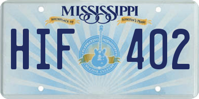 MS license plate HIF402