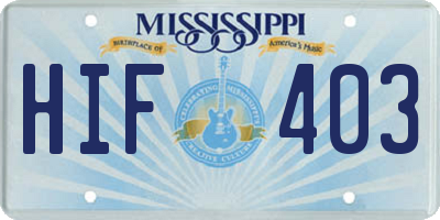 MS license plate HIF403