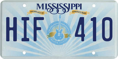 MS license plate HIF410