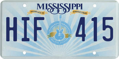 MS license plate HIF415