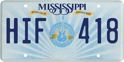 MS license plate HIF418