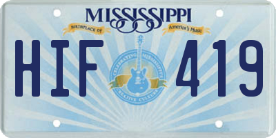 MS license plate HIF419