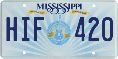 MS license plate HIF420