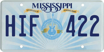 MS license plate HIF422
