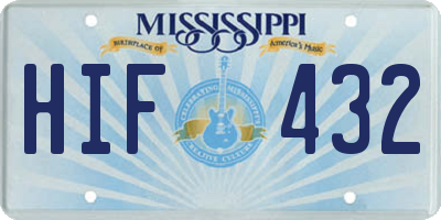 MS license plate HIF432