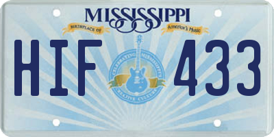 MS license plate HIF433