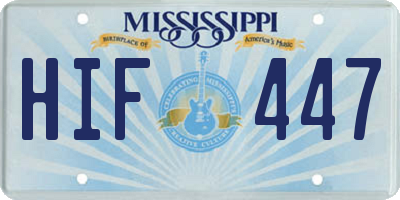 MS license plate HIF447