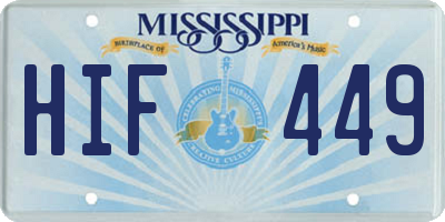 MS license plate HIF449
