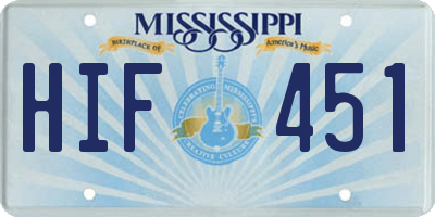 MS license plate HIF451