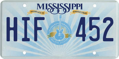 MS license plate HIF452