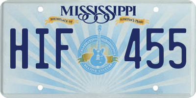 MS license plate HIF455
