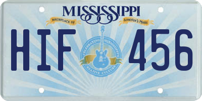 MS license plate HIF456