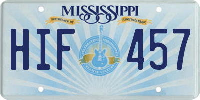 MS license plate HIF457