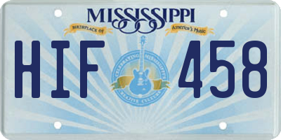 MS license plate HIF458