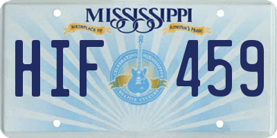 MS license plate HIF459