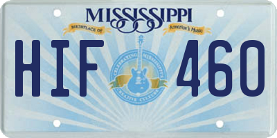 MS license plate HIF460