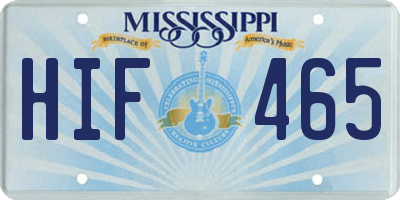MS license plate HIF465
