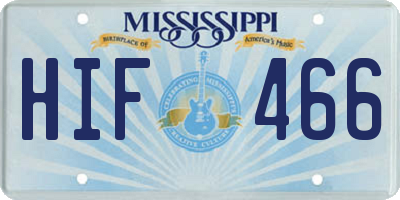 MS license plate HIF466