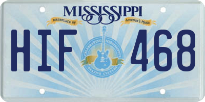 MS license plate HIF468
