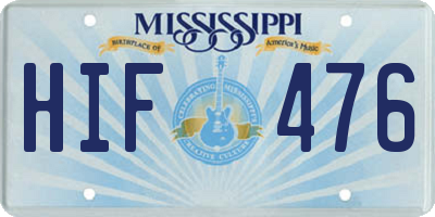 MS license plate HIF476