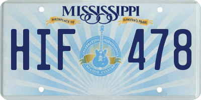 MS license plate HIF478