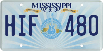 MS license plate HIF480