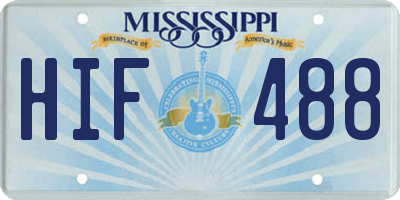 MS license plate HIF488