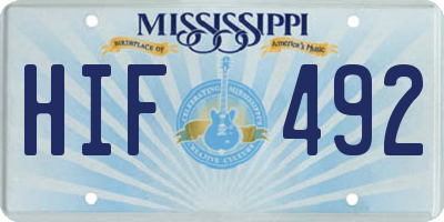 MS license plate HIF492