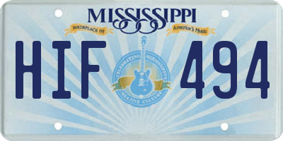 MS license plate HIF494