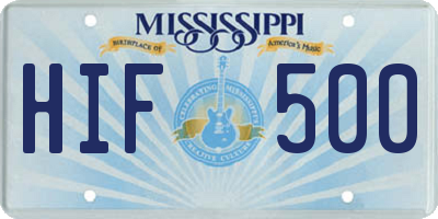 MS license plate HIF500