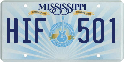 MS license plate HIF501
