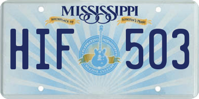 MS license plate HIF503