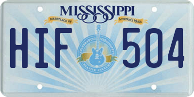 MS license plate HIF504