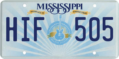 MS license plate HIF505