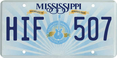 MS license plate HIF507