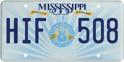 MS license plate HIF508