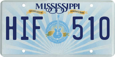 MS license plate HIF510