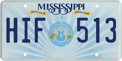 MS license plate HIF513